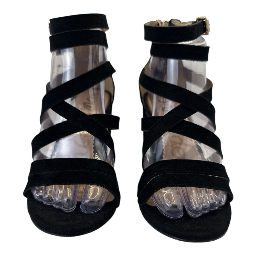 Sam Edelman Women's Black‎ Suede Yema Strappy Sandal Block Heels Size 7.5 - Picture 3 of 9